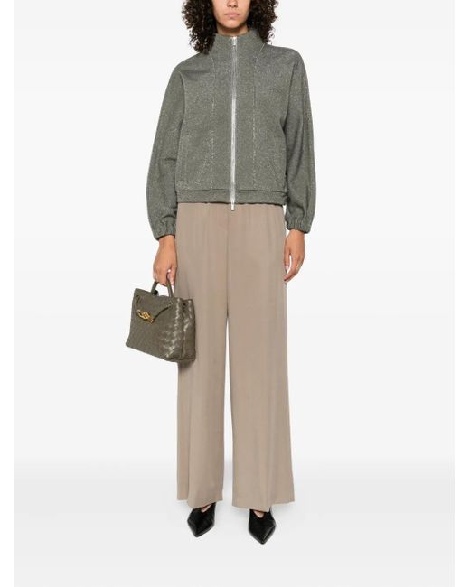 Peserico Natural Elastic-Waist Wide-Leg Trousers