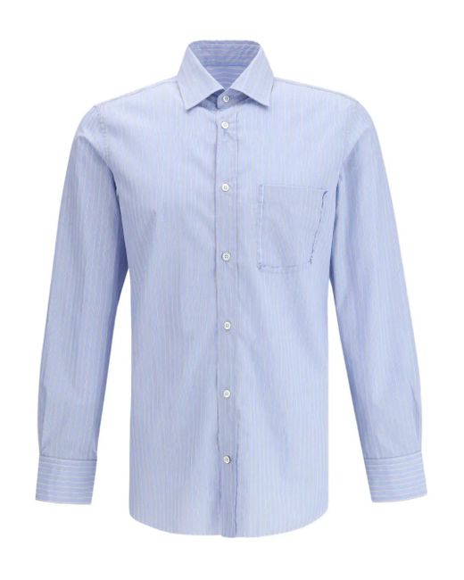 Maison Margiela Blue Striped Pocket Shirt for men
