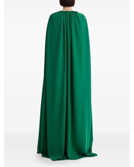 Oscar de la Renta Green Cyclamen-Detail Maxi Dress