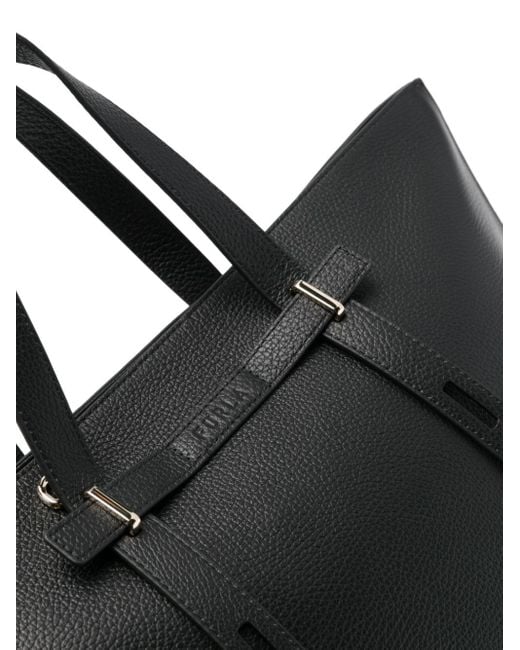 Furla Black Large Giove Leather Tote Bag