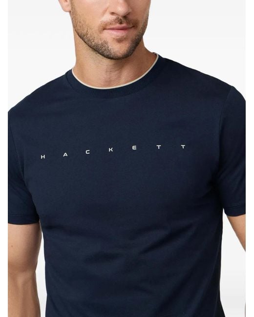 Hackett Blue Logo-Print Cotton T-Shirt for men