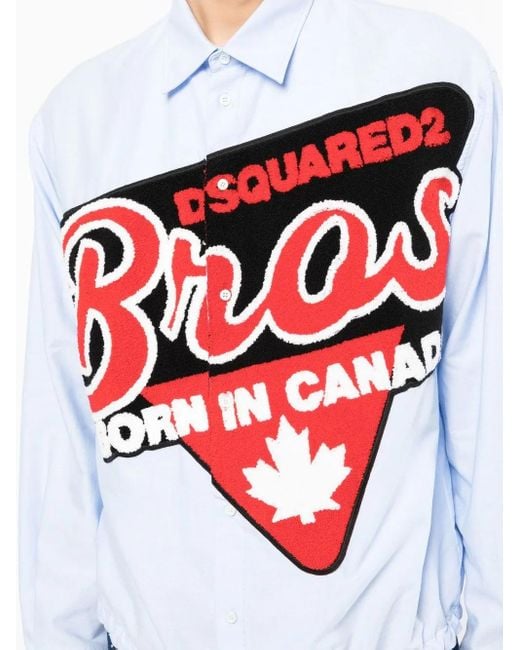 DSquared² White Logo-Patch Long-Sleeve Shirt for men