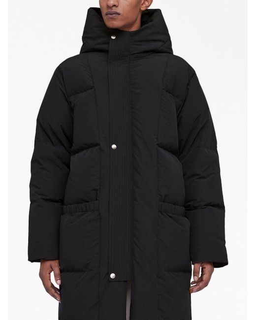 Jil Sander Long-sleeved Hooded Padded Jacket in Black for Men | Lyst UK