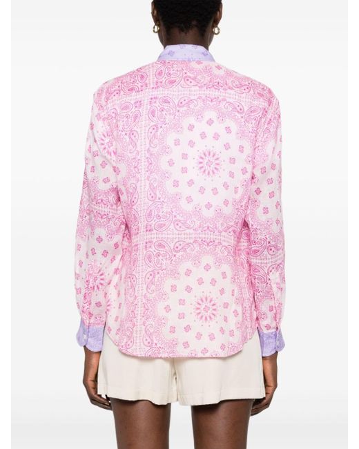 Mc2 Saint Barth Pink Bandana Print Linen Shirt