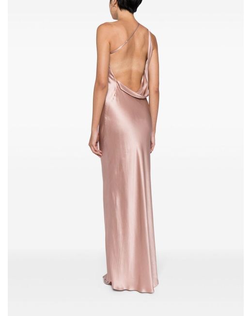 Michelle Mason Pink Asymmetrische Robe aus Seide