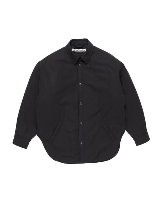 Acne Blue Cotton Padded Shirt Jacket for men