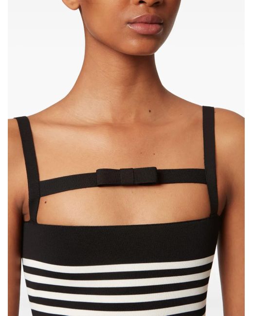 Nina Ricci Black Stripe-Pattern Mini Dress