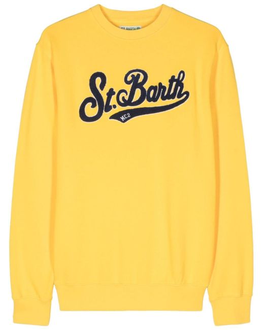 Mc2 Saint Barth Yellow Ponza Logo-appliqué Sweatshirt for men