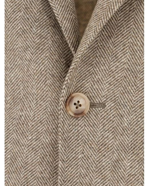Corneliani Gray Herringbone Single-Breasted Blazer for men