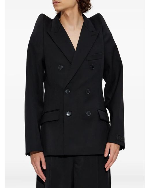 Vetements Black Padded-Shoulder Double-Breasted Jacket