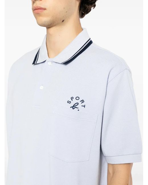 SPORT b. by agnès b. Blue Logo-Embroidered Polo Shirt for men
