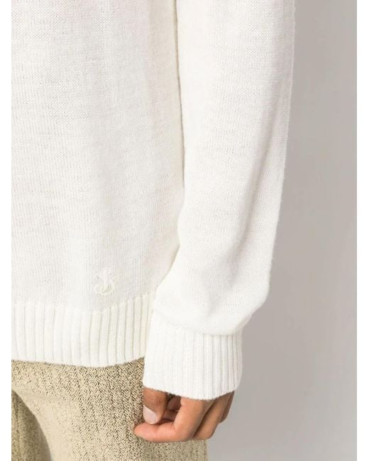 Jil Sander White Roll Neck Knitted Sweater for men
