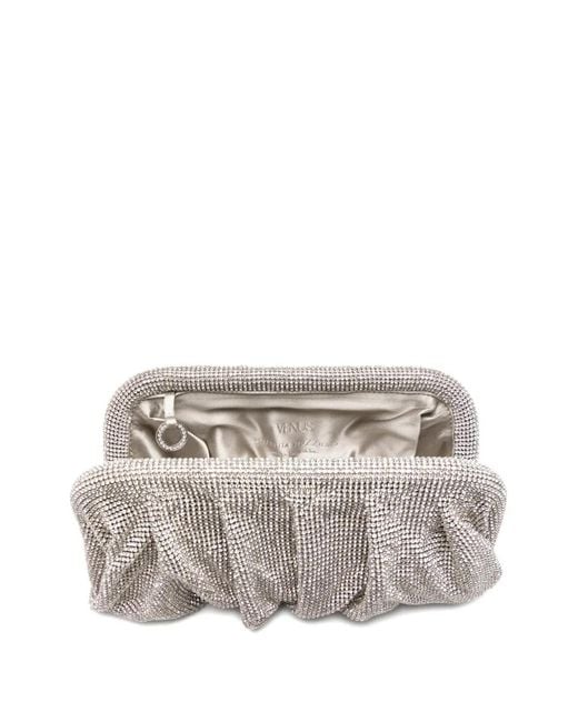Benedetta Bruzziches Gray Crystal-Embellished Clutch Bag