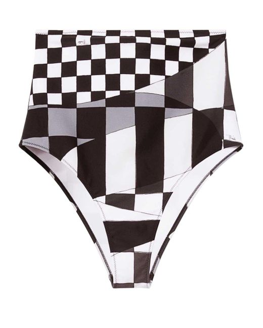 Emilio Pucci Black Check-print Bikini Bottoms