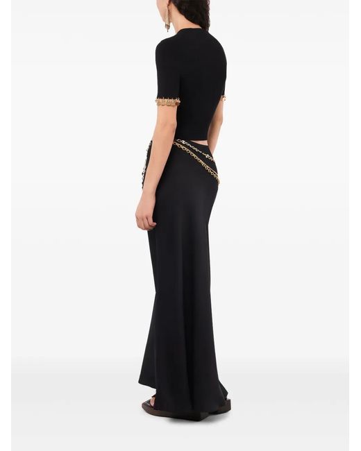 Rabanne Black Charm-Trim Cropped T-Shirt