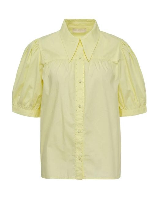 Ulla Johnson Yellow Puff-Sleeve Buttoned Shirt