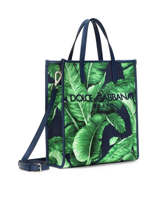 Dolce & Gabbana Green Logo-embroidered Canvas Shoulder Bag for men