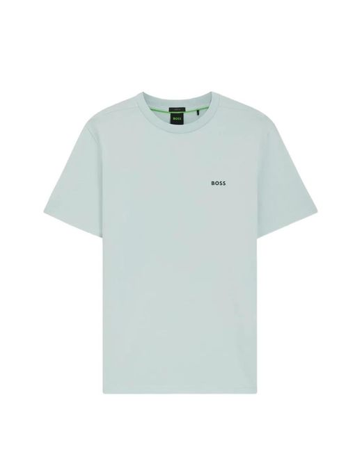 Boss Blue Stretch-Cotton T-Shirt With Logo Detail for men