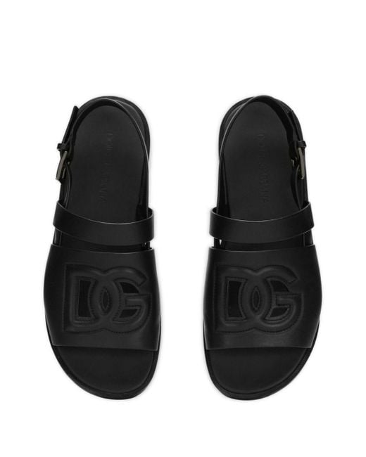 Dolce & Gabbana Leren Slippers in het Black voor heren