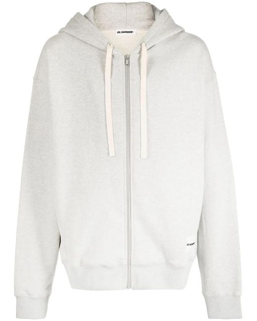 Cárdigan con parche del logo Jil Sander de hombre de color White