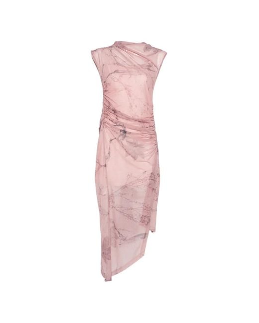 Feng Chen Wang Asymmetric-Hem Ruched Midi Dress in Pink | Lyst UK Feng Chen Wang Asymmetric-Hem Ruched Midi Dress in Pink | Lyst UK