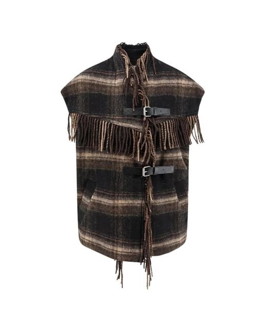 Isabel Marant Black Ginesa Fringed Checked Vest