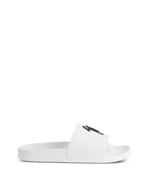 Giuseppe Zanotti White Brett Logo-Embellished Slides for men