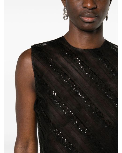 Viktor & Rolf Black Sequined Tulle Tank Top