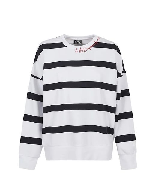 EA7 White Striped Clothing Sweater
