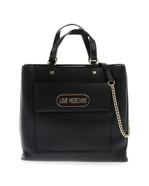 Moschino Black Logo-Plaque Shoulder Bag