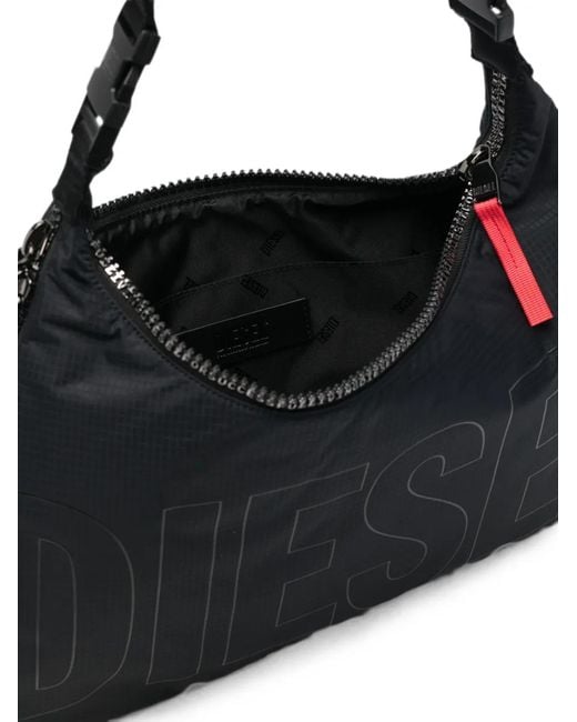 DIESEL Black Logo-Embossed Ripstop Shoulder Bag for men