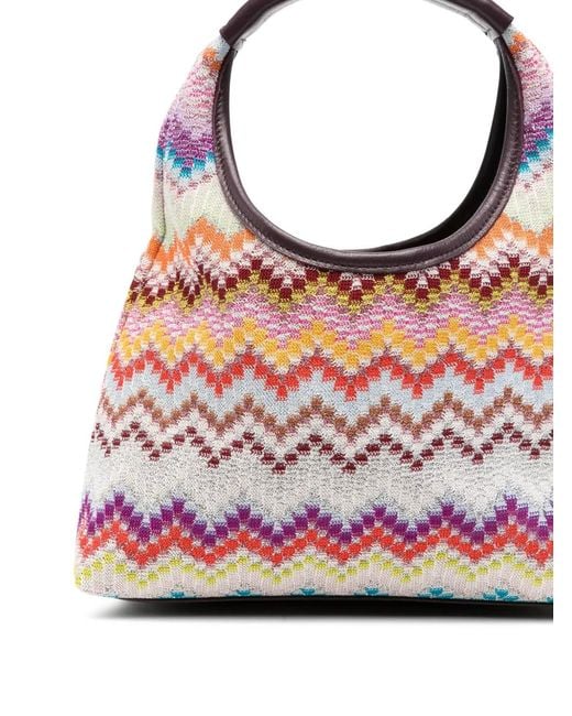 Missoni Pink Raschel Zigzag-Pattern Tote Bag