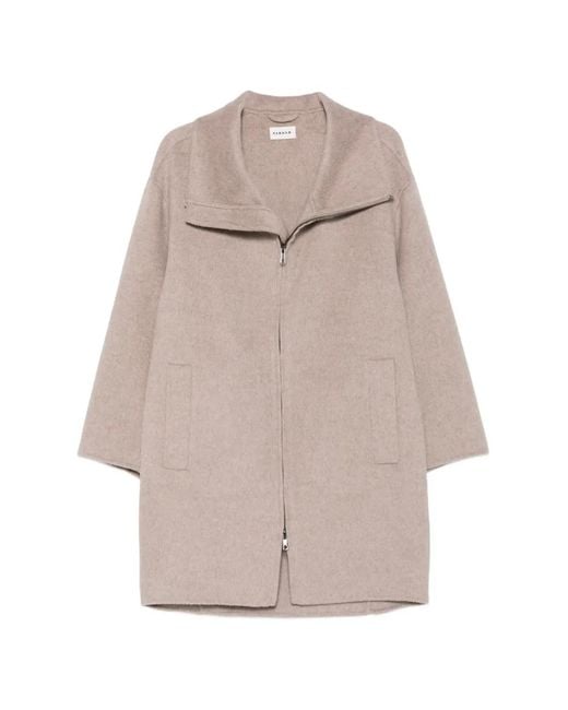 P.A.R.O.S.H. Natural High-Neck Zip-Up Coat