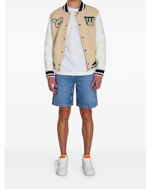 Off-White c/o Virgil Abloh Natural Logo-Patch Bomber Jacket for men