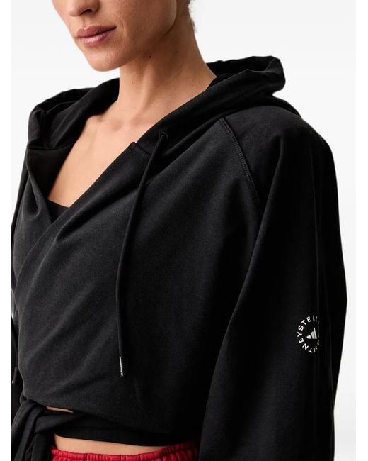 Adidas By Stella McCartney Red Wrap-Style Cropped Hoodie