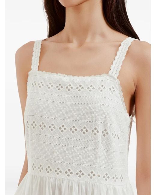 B+ AB White Broderie-Anglaise Tiered Sleeveless Cotton Midi Dress