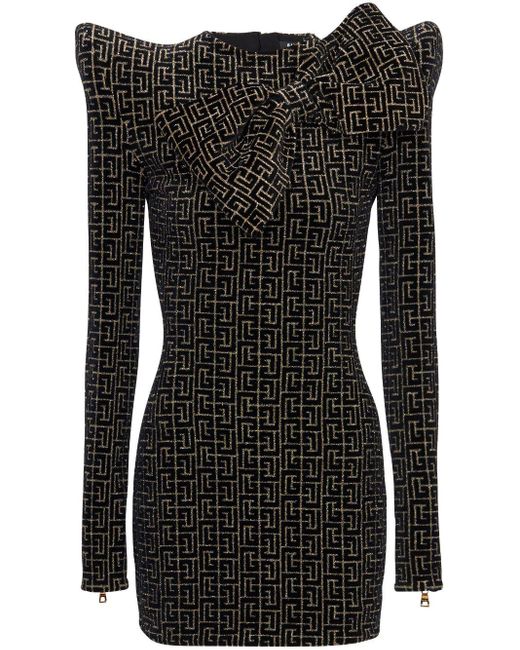 Balmain Mini-jurk Met Monogramprint in het Black