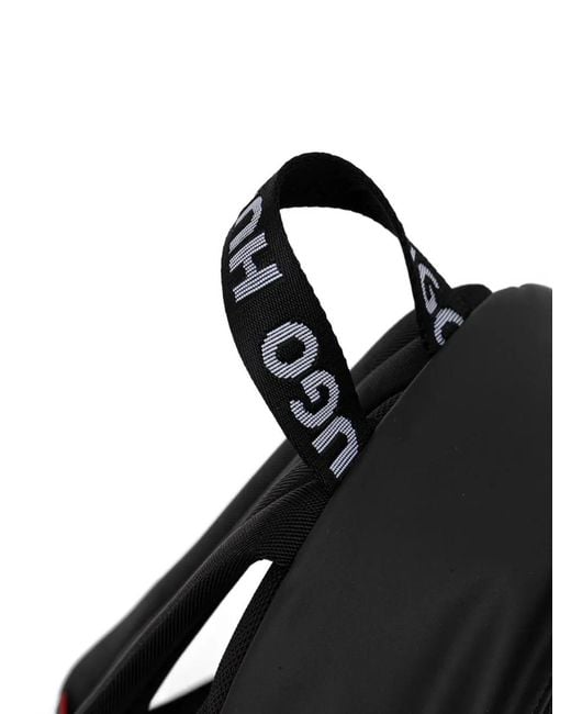 HUGO Black Wanner Logo-Detail Backpack for men