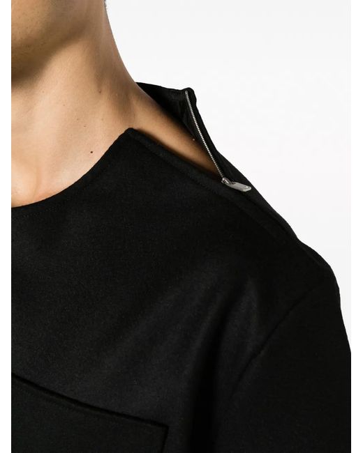 Jil Sander Black Zip-Detail Wool T-Shirt for men