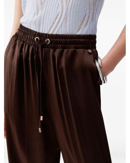Liu Jo Brown Slit-Satin Trousers
