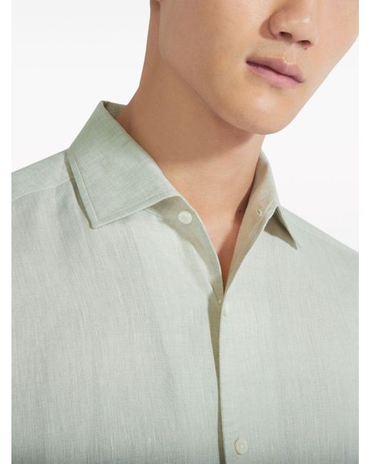 Zegna Green Oasi Linen Shirt for men