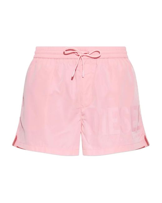 DIESEL Pink Logo-Print Swim Shorts for men