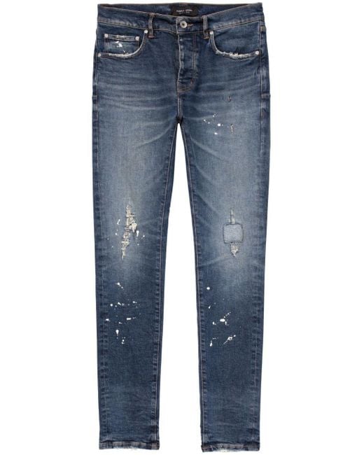 Jeans slim con effetto vissuto di Purple Brand in Blue da Uomo