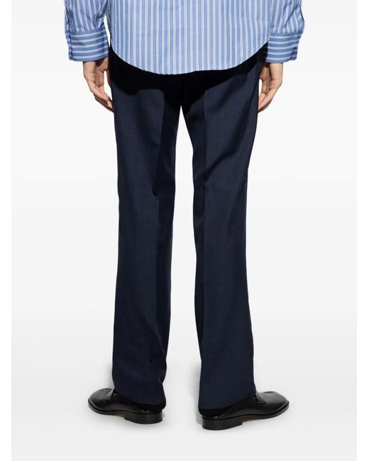 AMI Blue Pressed-Crease Tapered Trousers for men