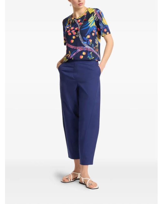 Elena Miro Blue Elastic-Waistband Trousers