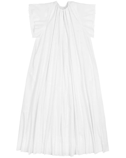 Robe longue en popeline à fronces MM6 by Maison Martin Margiela en coloris White