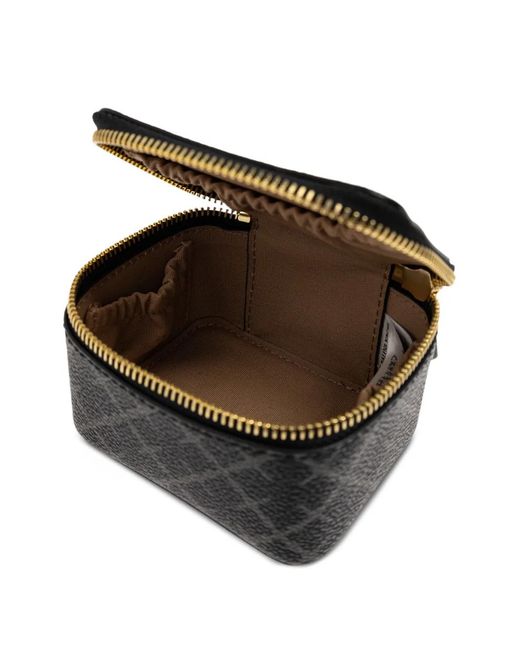 By Malene Birger Black Geometric-Print Zip-Fastening Jewellery Box