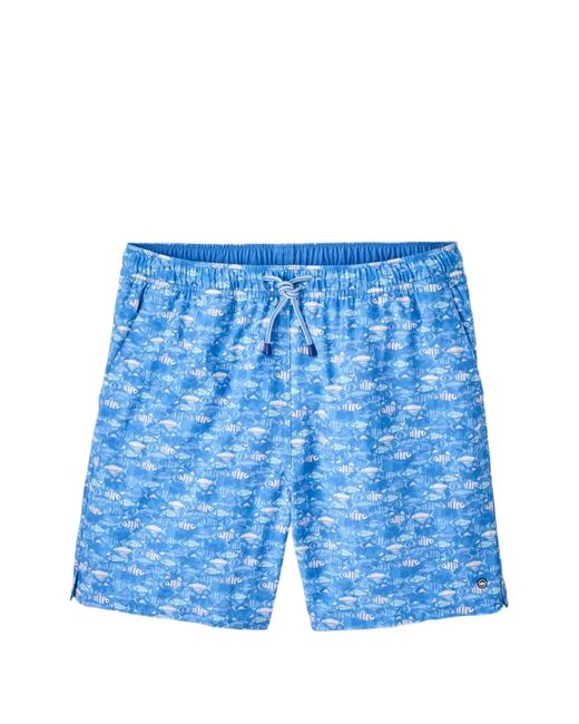 Peter Millar Blue Printed Drawstring Swim Shorts for men