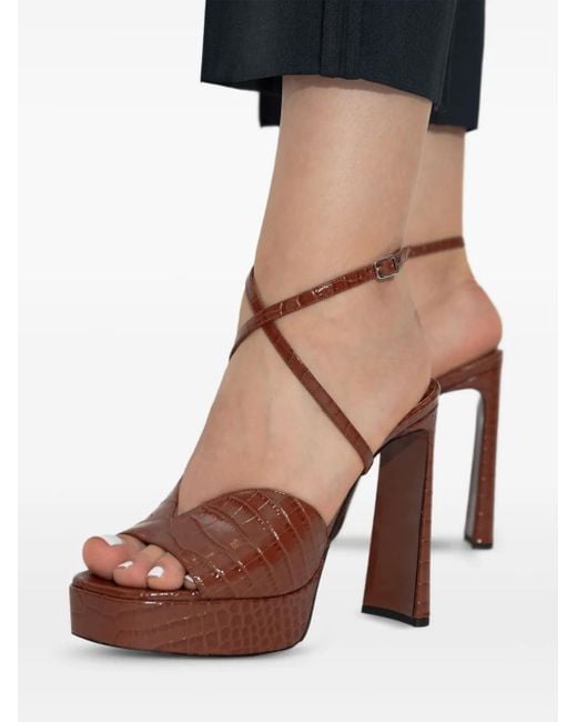 Jimmy Choo Brown Karli Sandalen mit Knöchelriemen 125mm