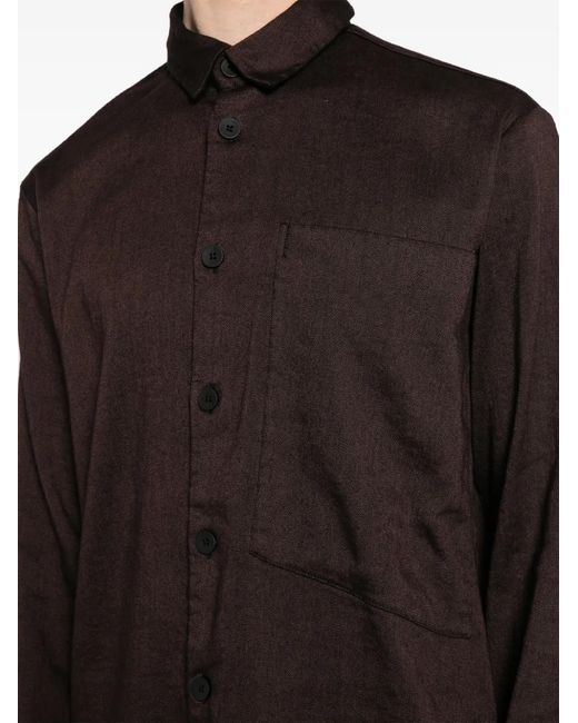 Transit Black Patch-Pocket Button-Up Shirt for men